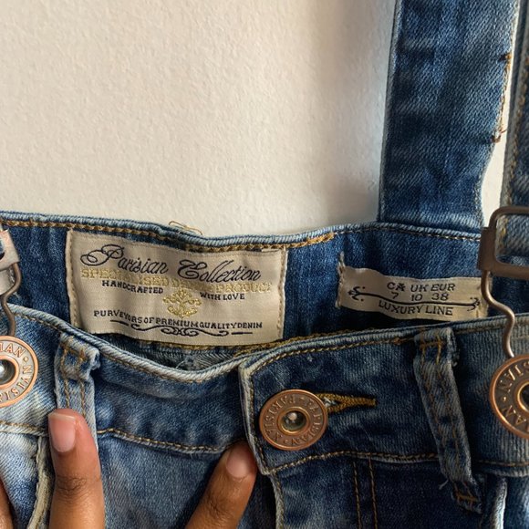 Parisian Collection Youth Denim Jeans with Suspenders - Picture 3 of 4